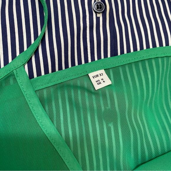 NWT Tommy Hilfiger Two-Tone Pleated Shirt Dress pale blue/forest green - Picture 7 of 10